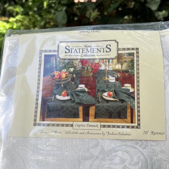 Caprice Damask Table Runner 70” Jacquard Woven Cotton New - Picture 2 of 6